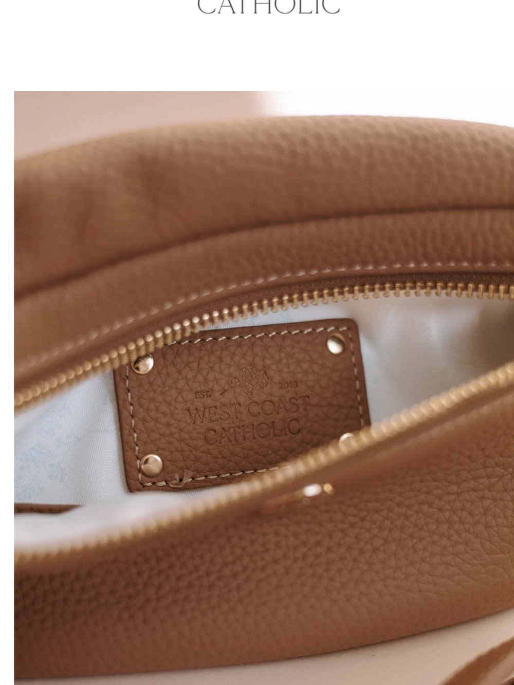 Everyday Pebbled Crossbody Bag in Tan with Gold Hardware - Picture 5 of 9